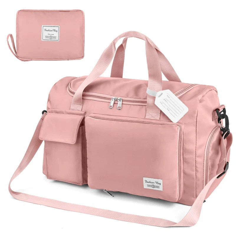 Flintronic Borsone da Viaggio Pieghevole, Borsone Palestra Sportiva con Etichetta Bagaglio, Borsa Sportiva con Scomparto Scarpe, Grande Capacità Borsa da Viaggio Duffel per Sport/Viaggi (35L)