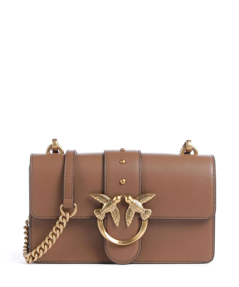 Pinko Love One Mini Borsa a tracolla marrone cognac/antique gold