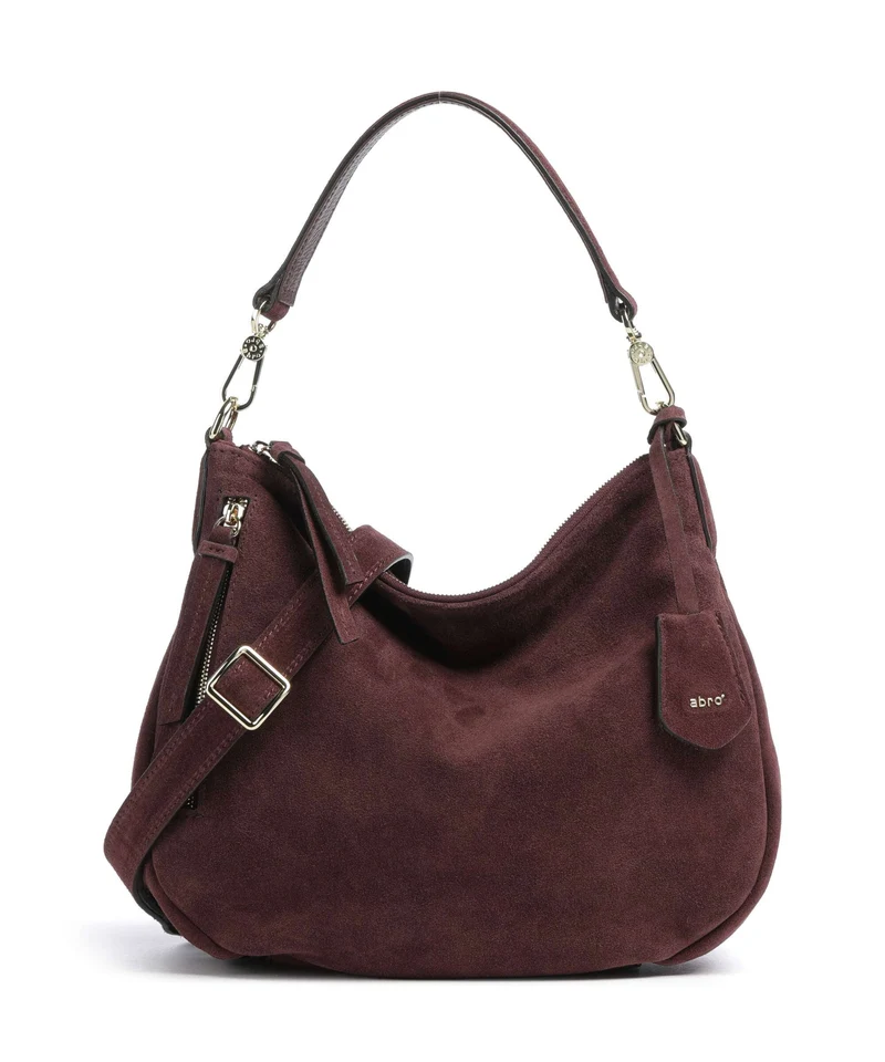 Abro Suede Juna Small Borsa hobo burgundy