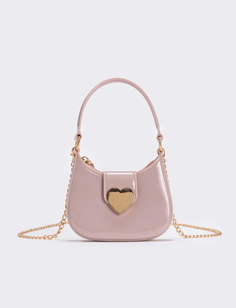 Borsetta bambina con patta cuore metallo - Rosa
