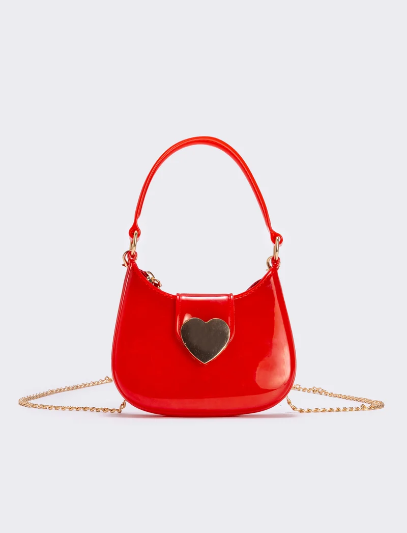 Borsetta bambina con patta cuore metallo - Rosso