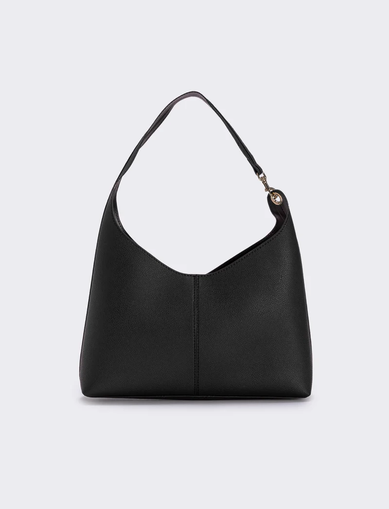 Borsa a spalla con gancio sintetica - Nero