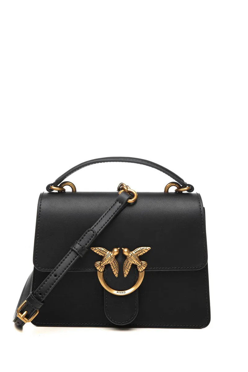 Borsa Pinko Love One Top Handle Mini Gold Da Donna Nera In Pelle