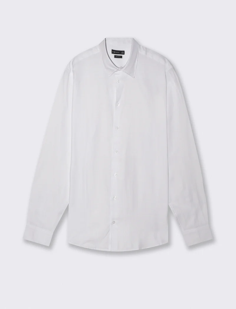 Camicia Oxford Regular Fit con Colletto Francese - Bianco