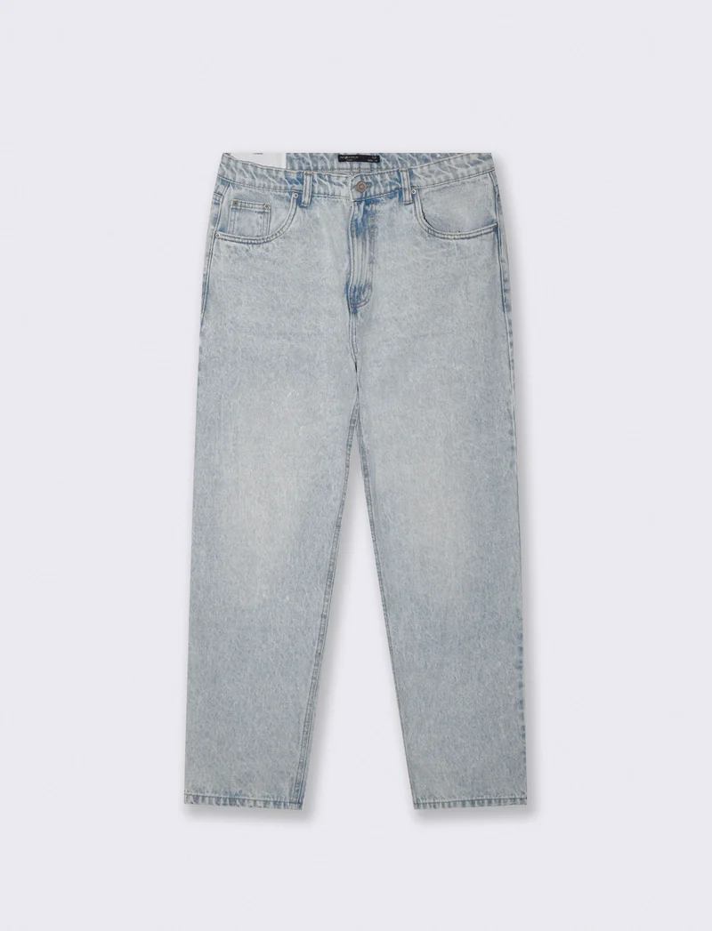 Jeans Baggy Fit Blu Chiaro Effetto Slavato - Denim