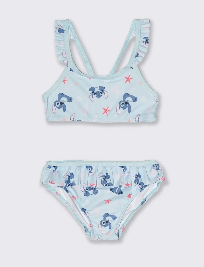 Costume due pezzi Stitch con rouches - Azzurro