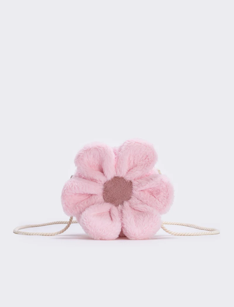 Borsetta margherita in pelliccia finta con tracolla - Rosa