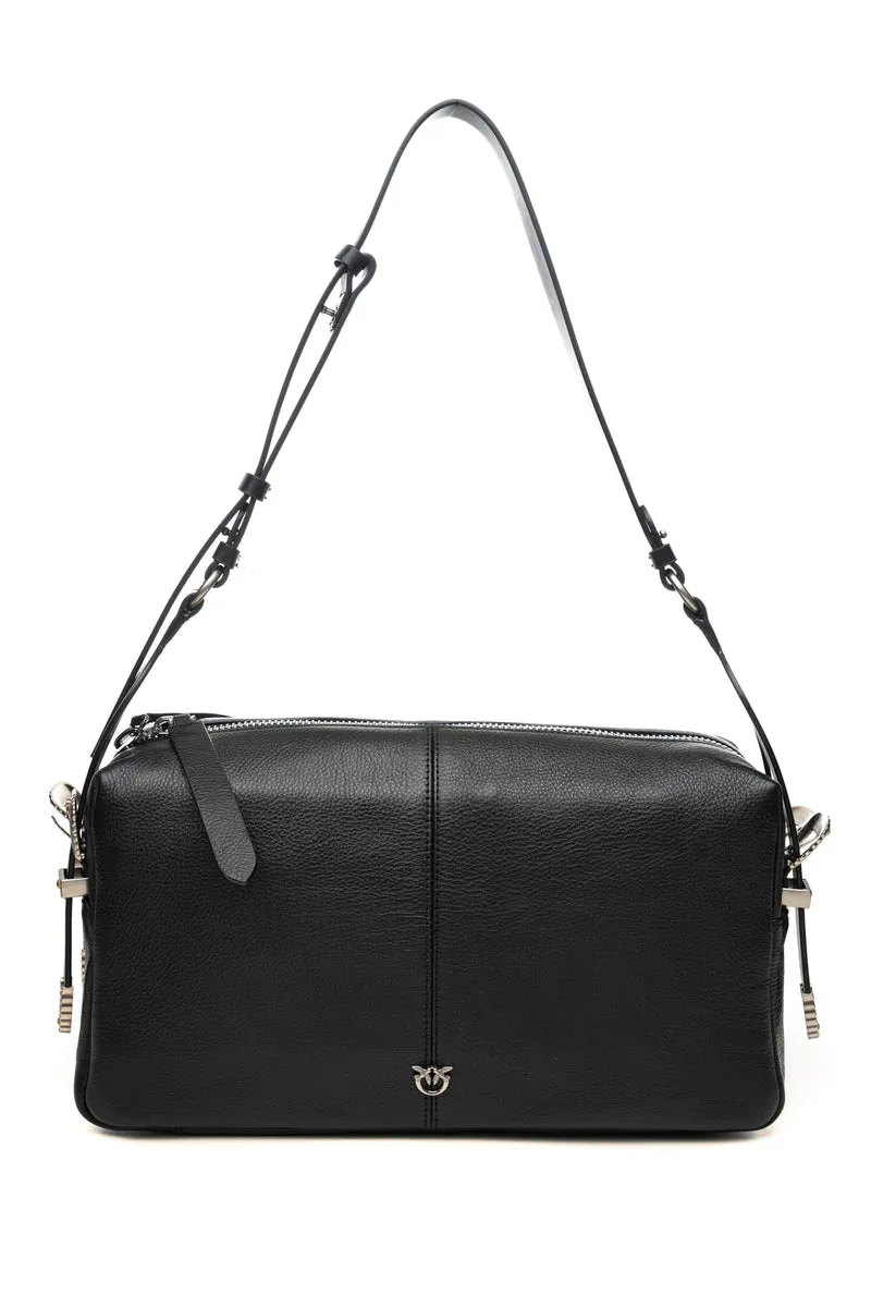 Borsa Pinko Keeper New Biker Lth Bag Steel Da Donna Nera In Pelle