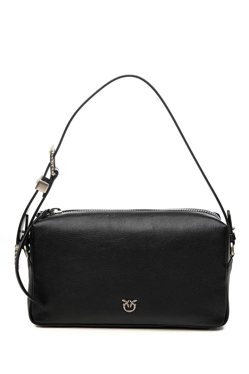 Borsa Pinko Bauletto Trittico Biker Lth Bag Steel Da Donna Nera In Pelle
