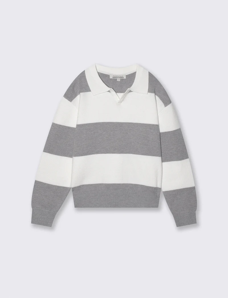 Pullover a righe panna e grigio per bambina - Righe