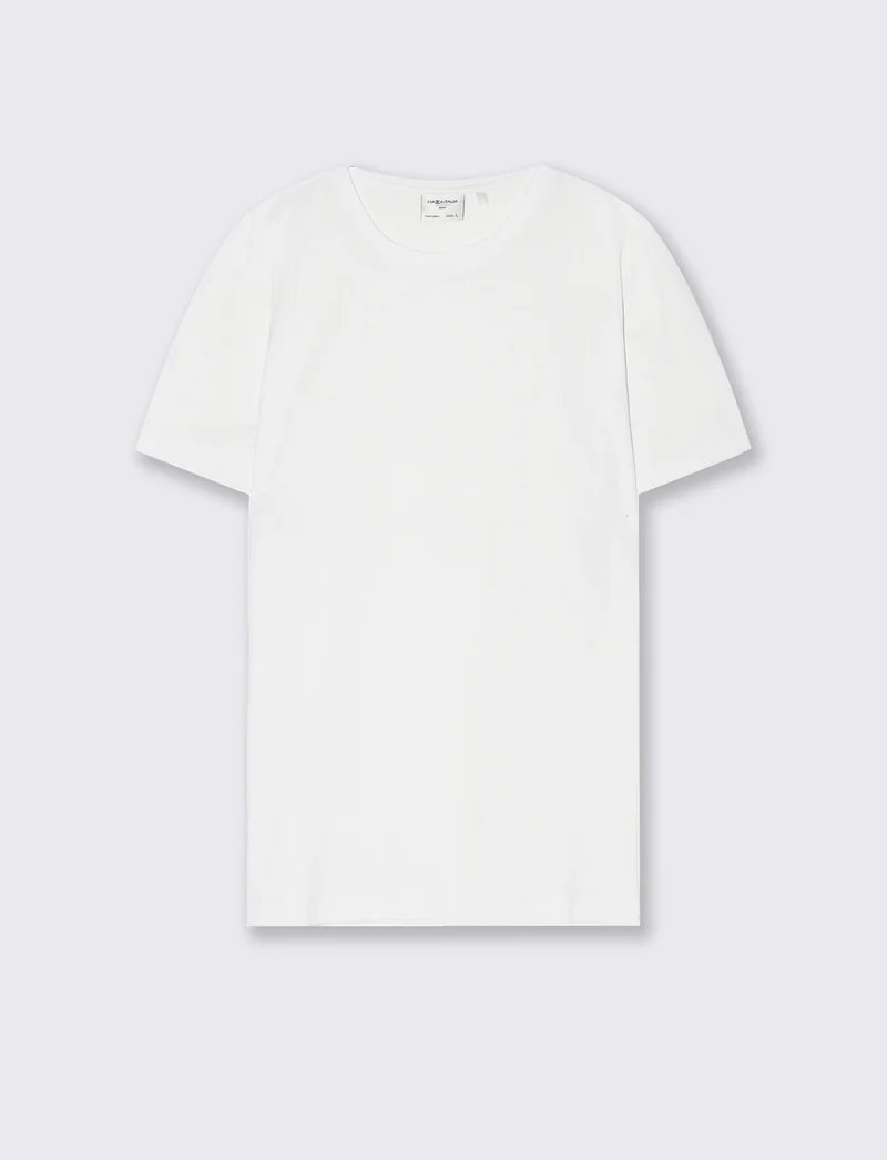 T-shirt girocollo in cotone mercerizzato - Bianco