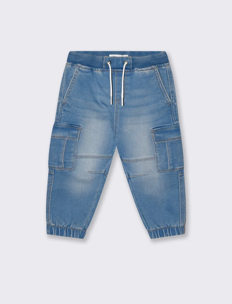 Pantaloni effetto denim ampi e comodi - Denim chiaro