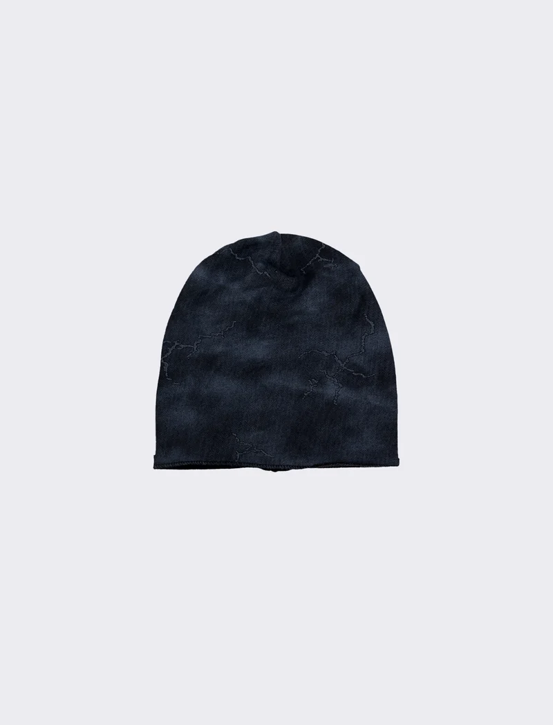 Cuffia uomo melange con strappi verticali - Nero