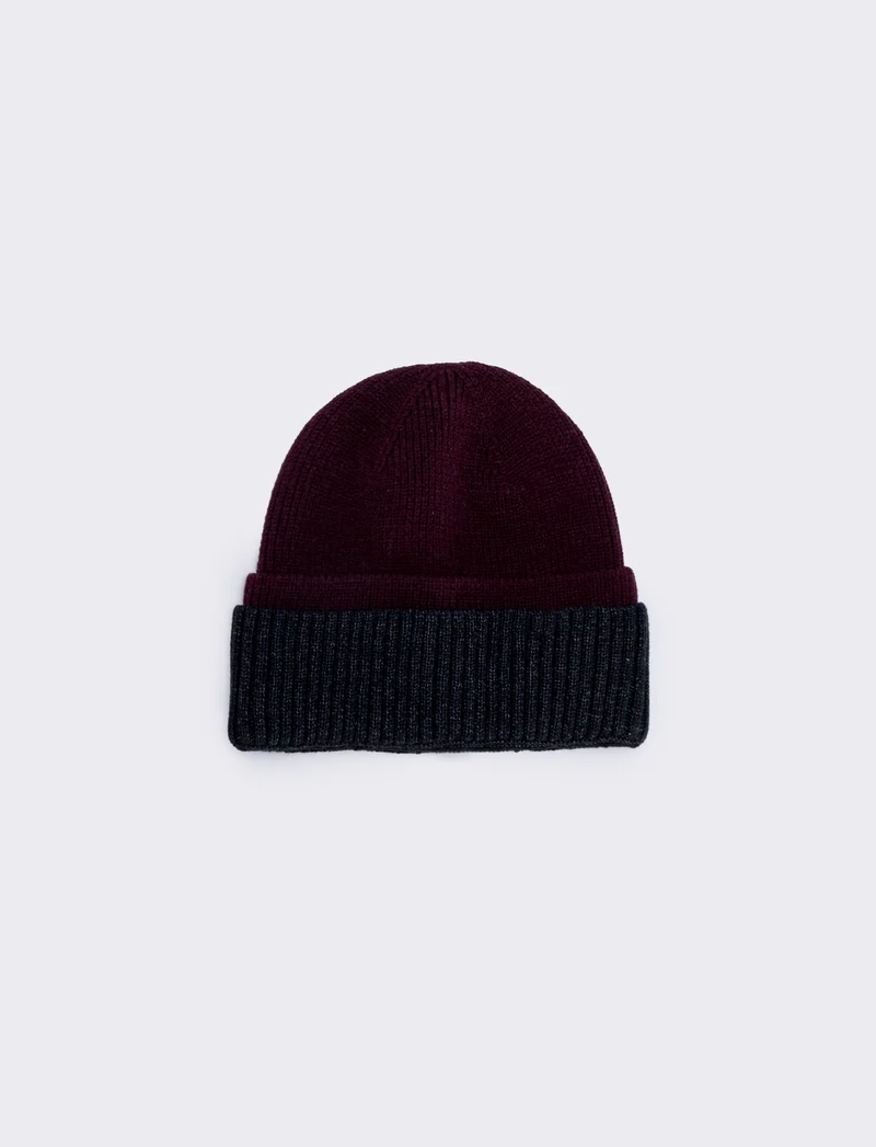 Cappello doppio risvolto per uomo - Bordeaux