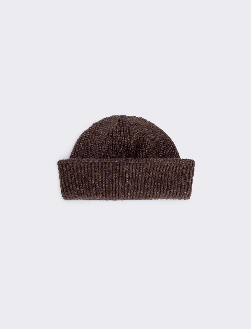 Cappello melange in lana per uomo - Marrone