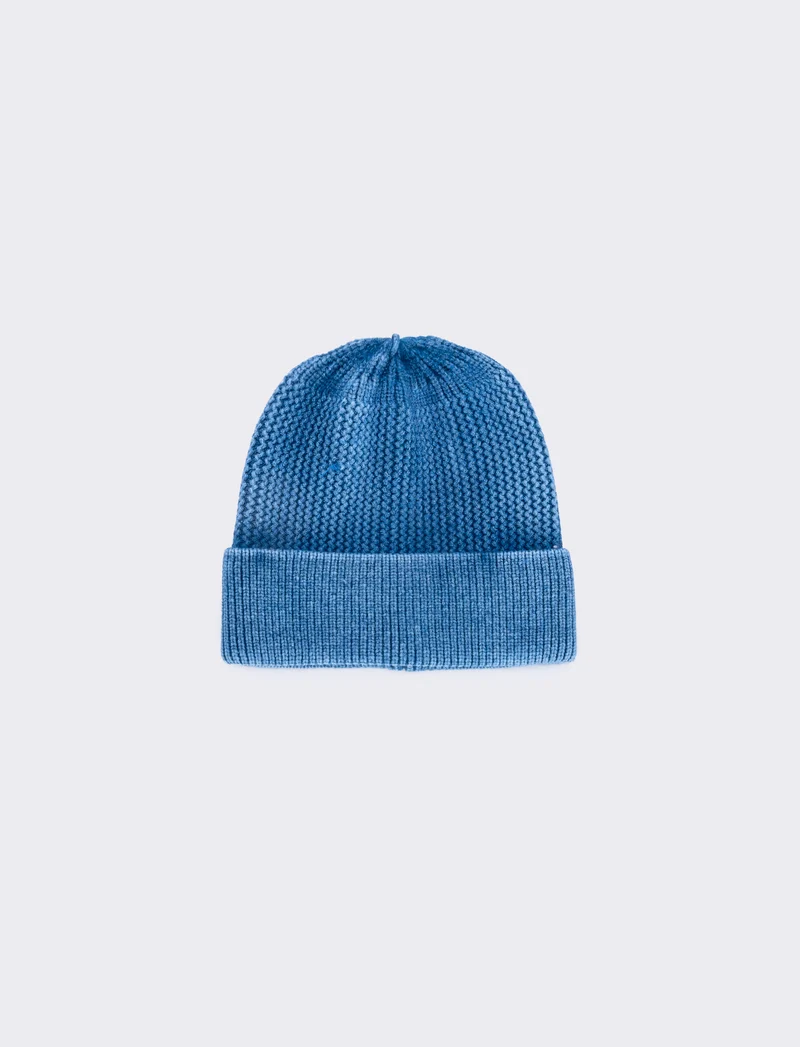 Cappello bambino con risvolto delavè - Blu