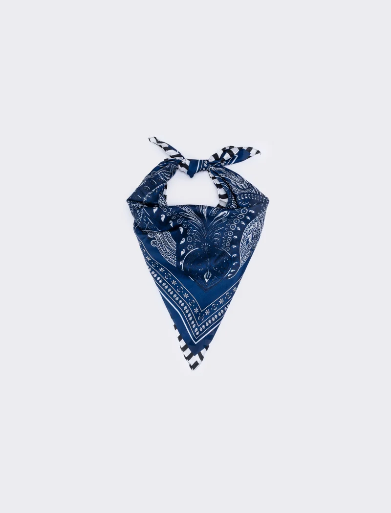 Foulard stampa paisley 70x70 cm - Blu