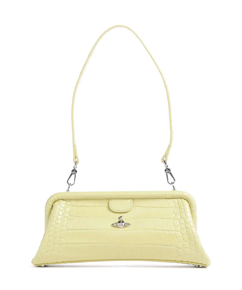 Vivienne Westwood Jane Frame Embossed Croc Borsa a spalla lime green