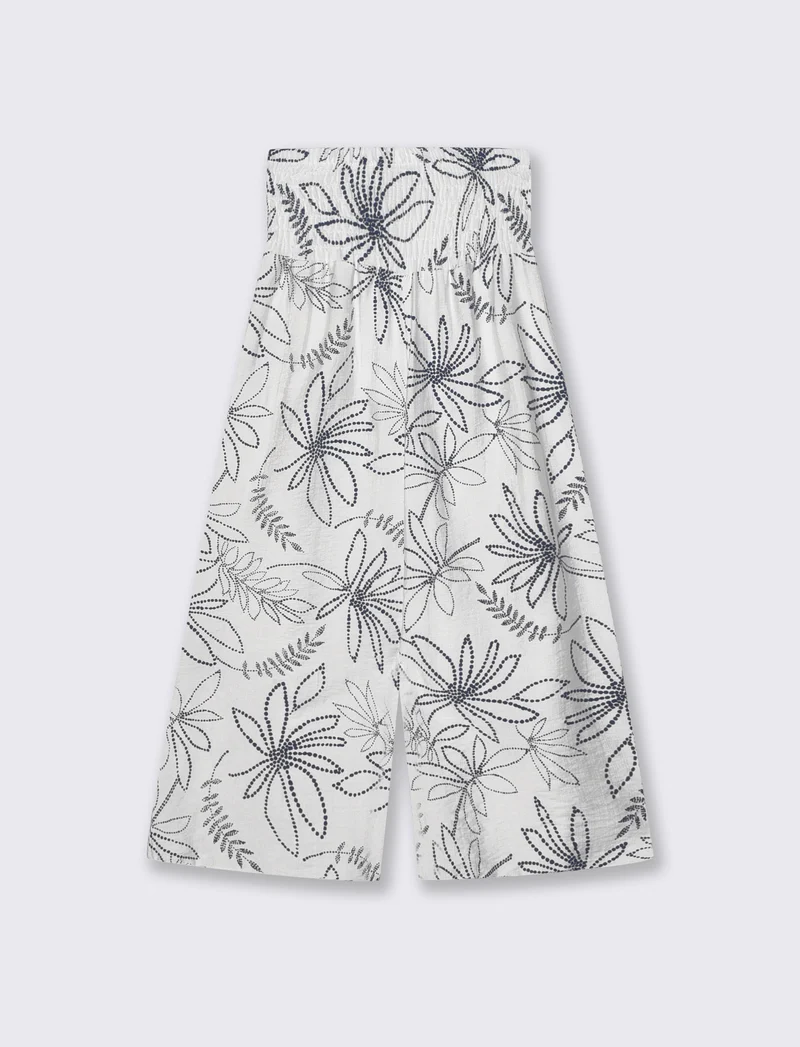Pantaloni ampi con stampa floreale - Bianco
