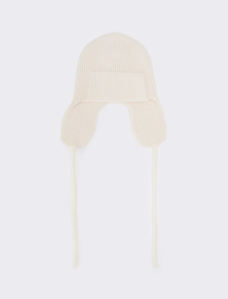 Cappello con laccetti e copriorecchie - Bianco sporco