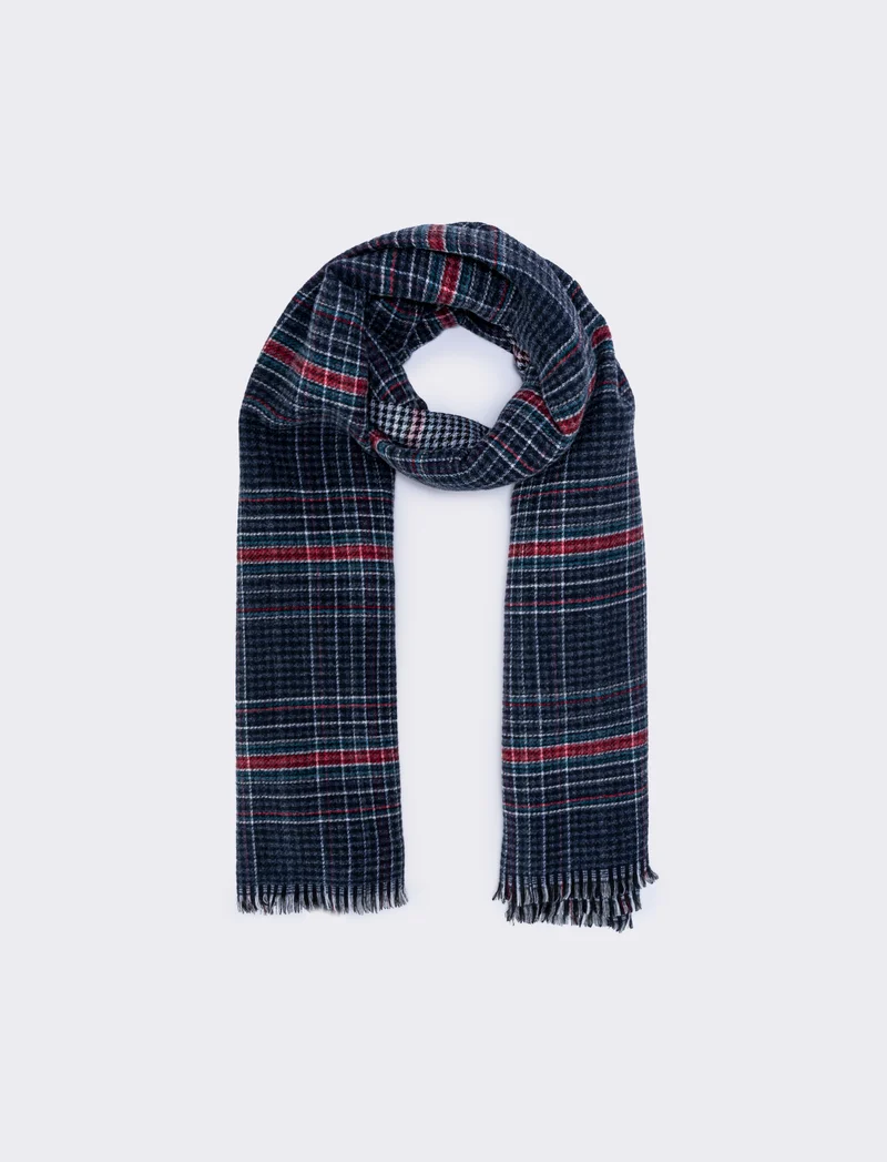 Foulard double face righe e quadretti uomo - Blu