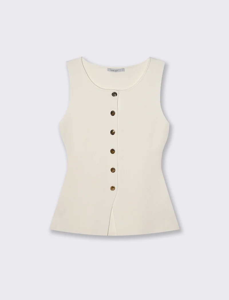 Gilet in maglia con bottoni - Avorio