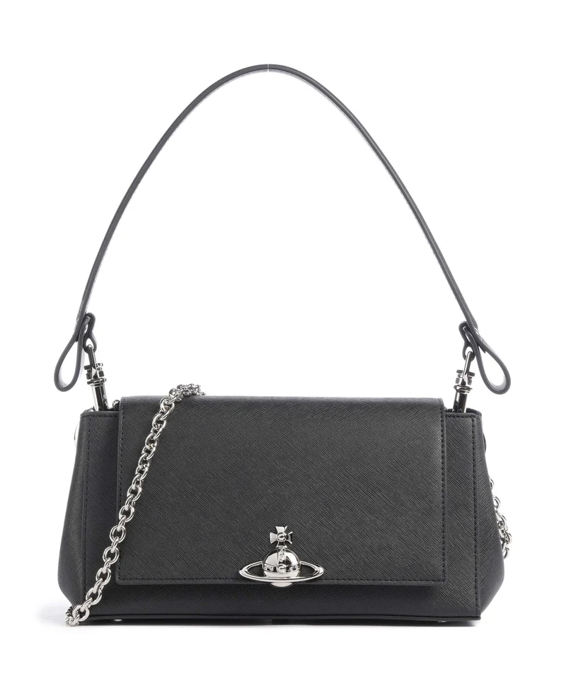 Vivienne Westwood Hazel Saffiano Plain Medium Borsa a spalla black