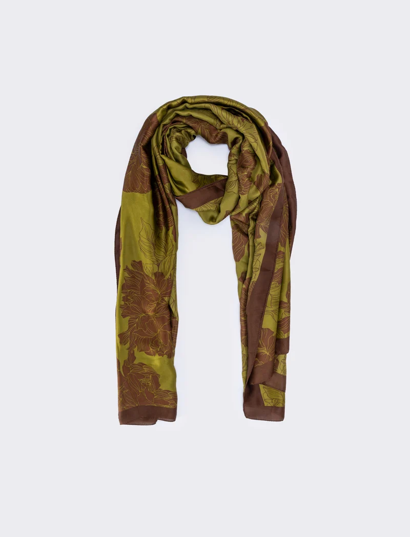Foulard floreale con bordino elegante - Verde