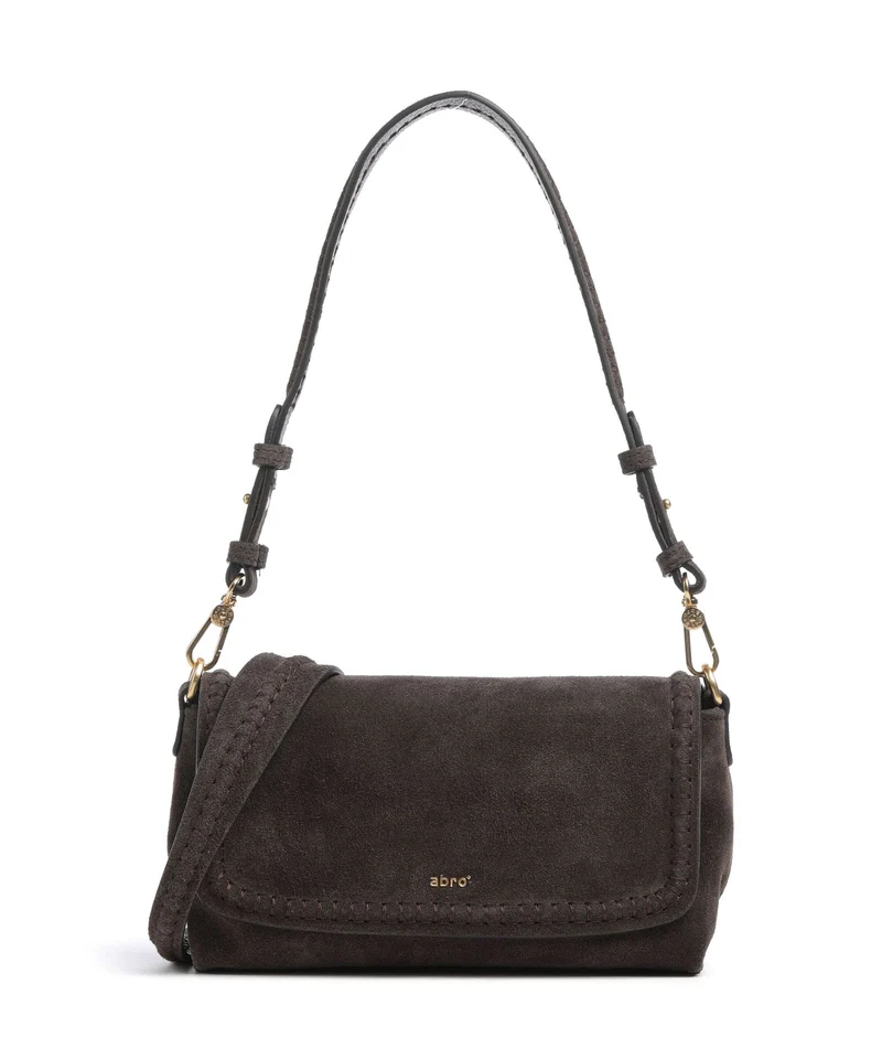 Abro Suede Signature Borsa a spalla dark brown