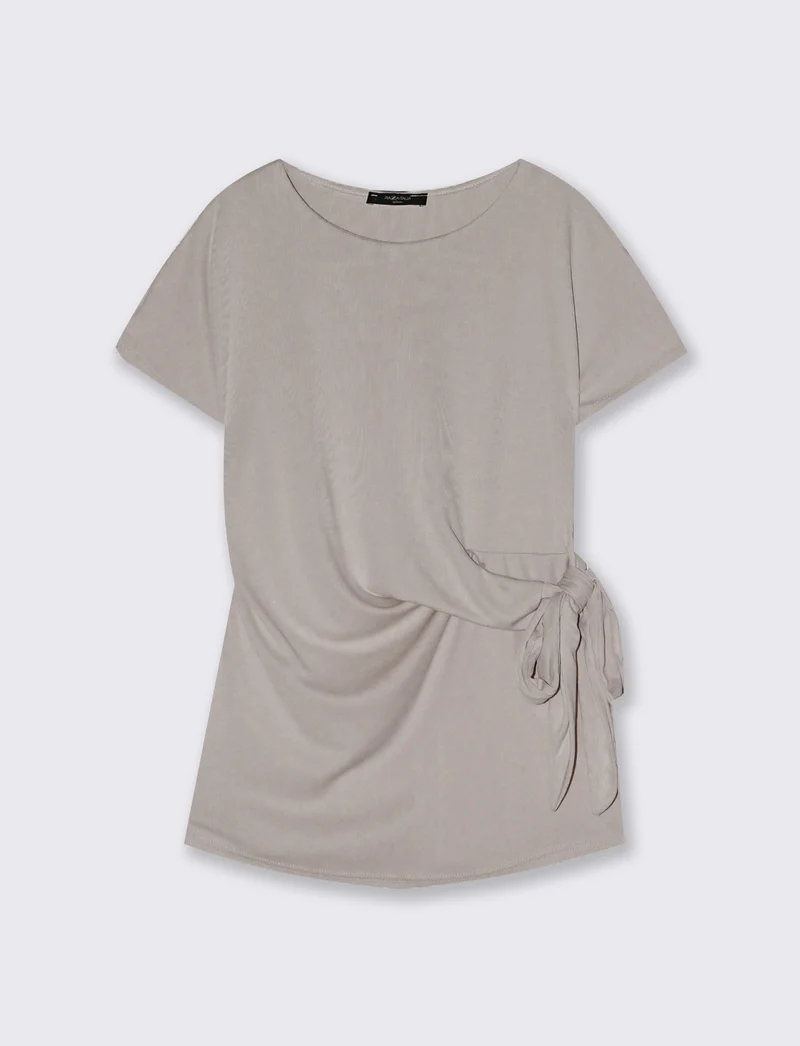 Maglia con nodo e vestibilità comoda - Grigio fango