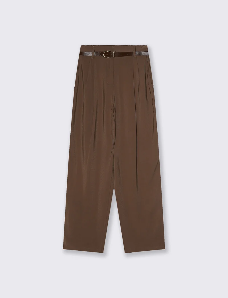 Pantalone baggy con cintura - Moro