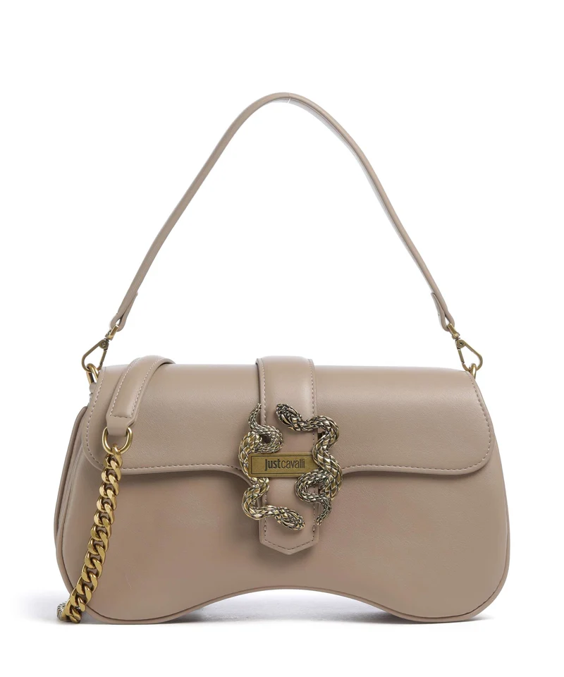 Just Cavalli Iconic Snakes Borsa a spalla tan