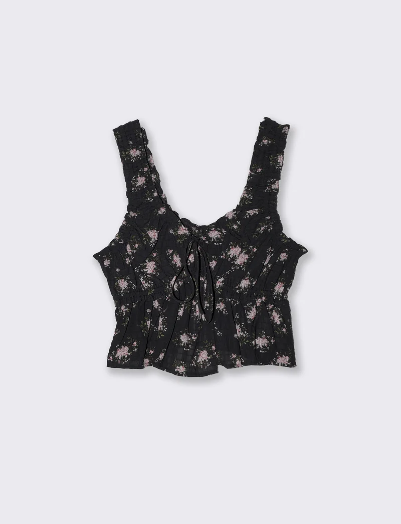 Top corto arricciato con elastico - var 1