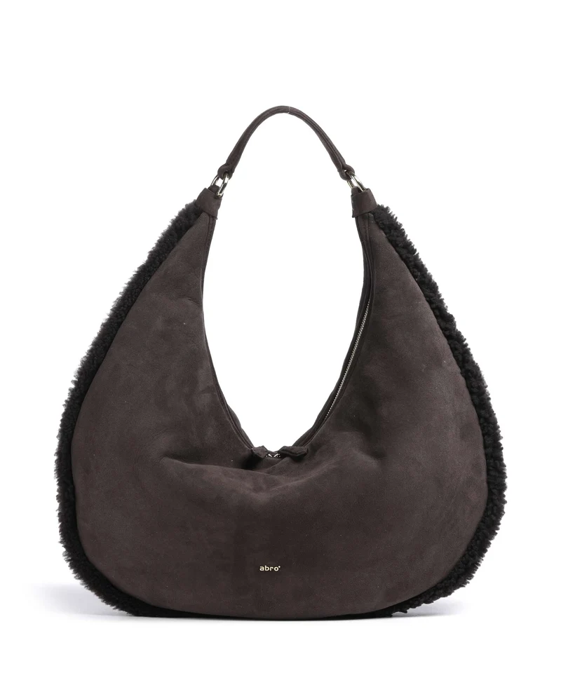 Abro Shearling Nana Big Borsa hobo dark brown
