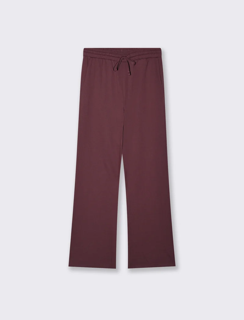 Pantaloni tuta dritti con coulisse in vita - Rosso amarena