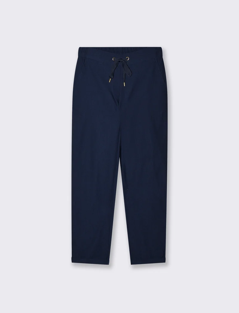 Pantalone con elastico e coulisse in vita - Blu