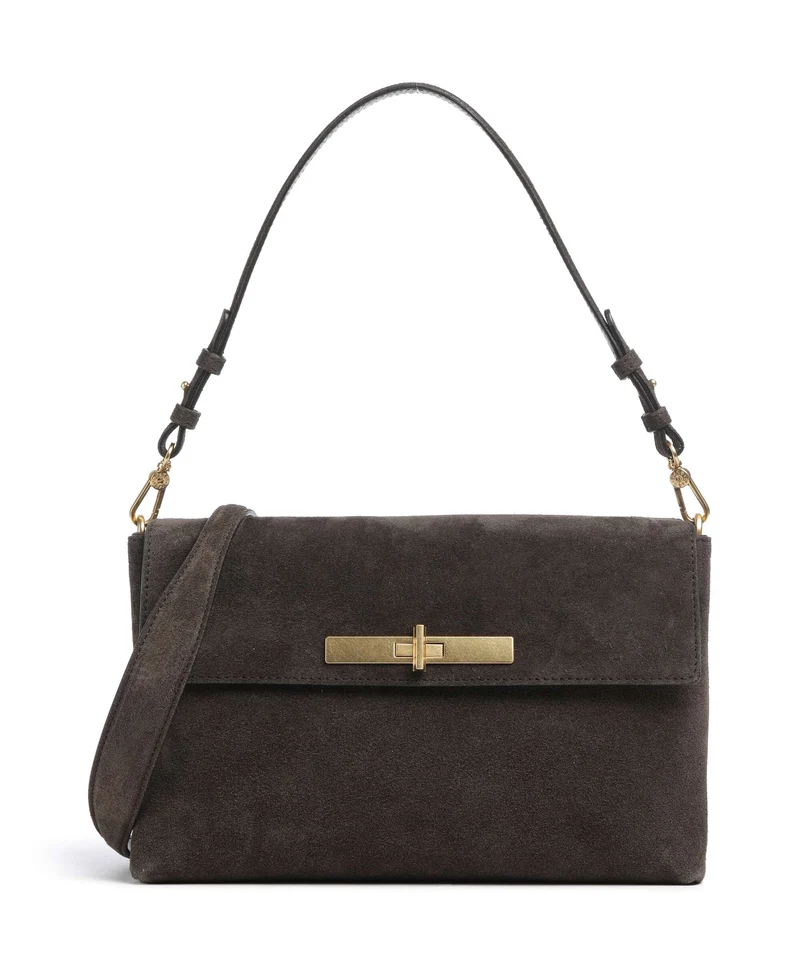 Abro Suede Twist Borsa a spalla dark brown