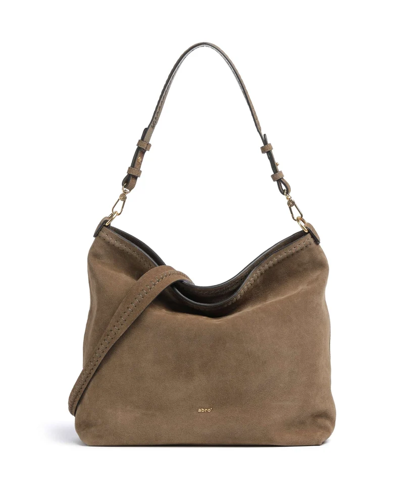 Abro Suede Signature Borsa hobo khaki