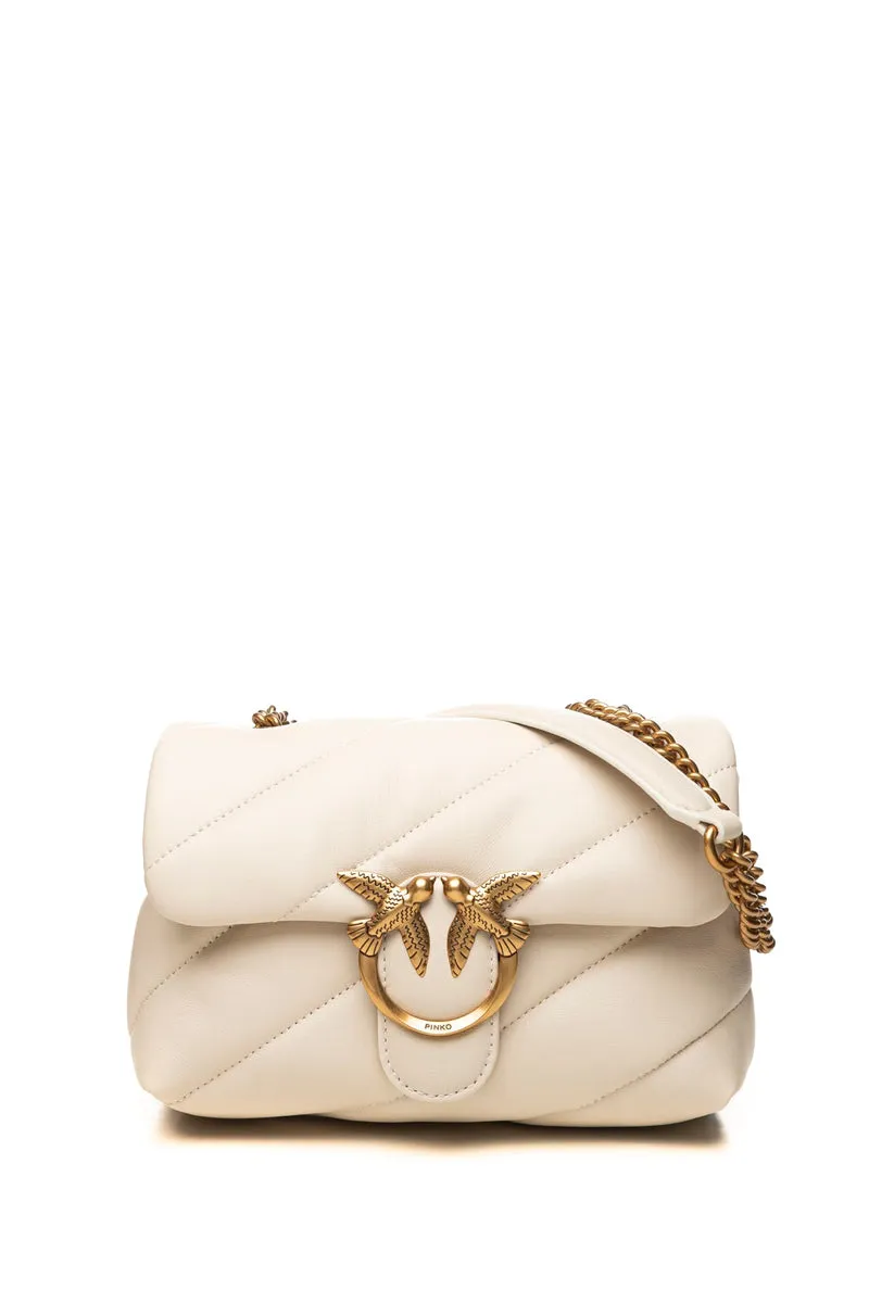 Borsa Pinko Love Puff Mini Sheep Gold Da Donna Panna In Nappa