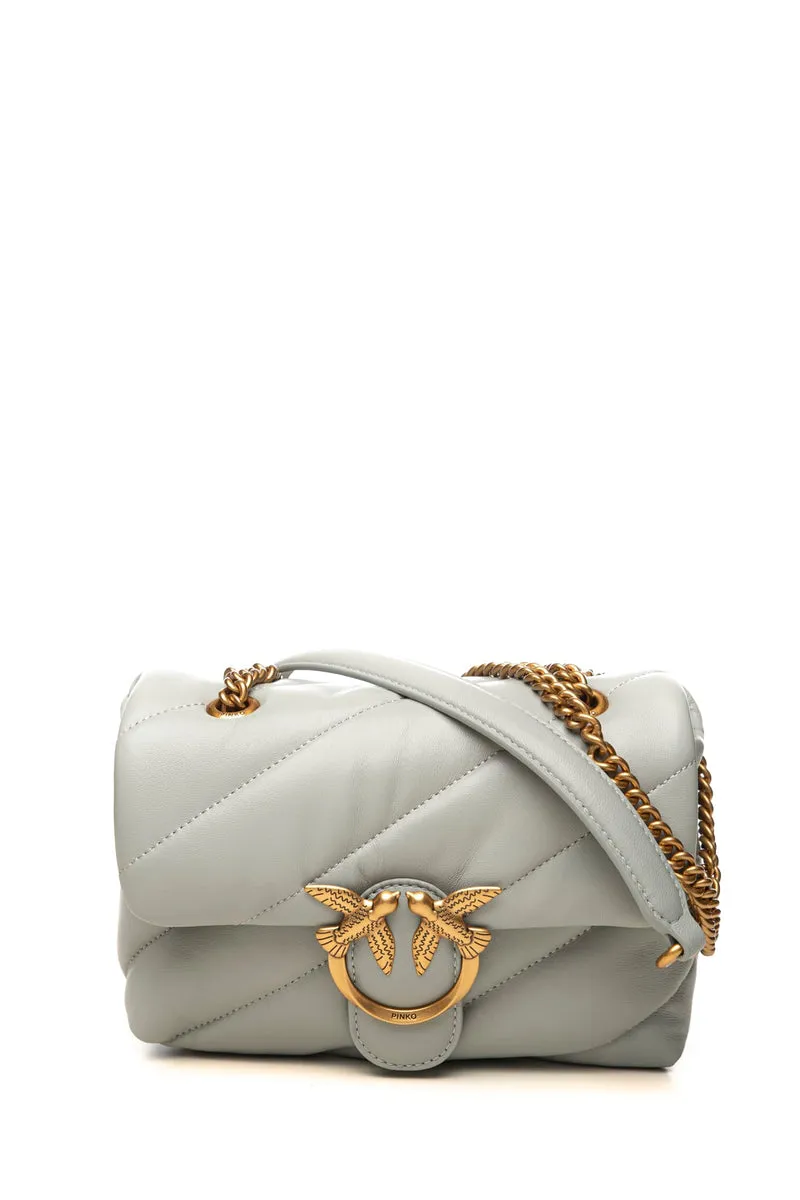 Borsa Pinko Love Puff Mini Sheep Gold Da Donna Grigio Perla In Nappa