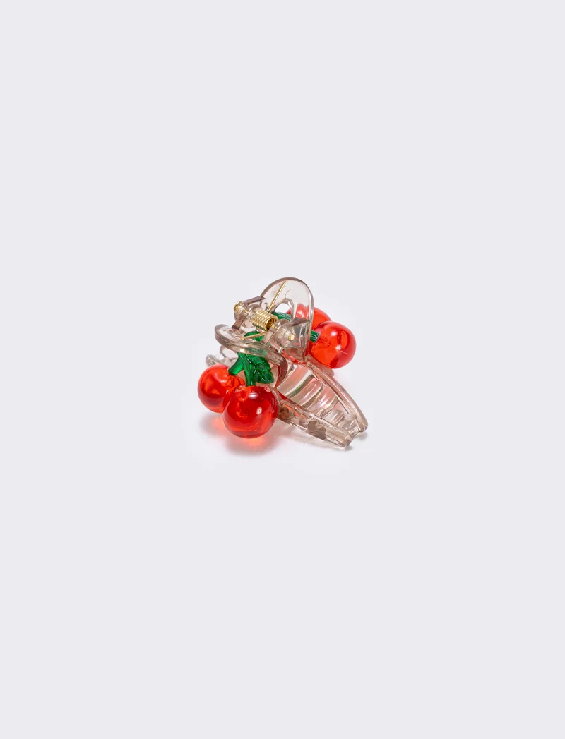 Set 3 pezzi scrunchie piu pinza capelli bambina - Rosso-bianco
