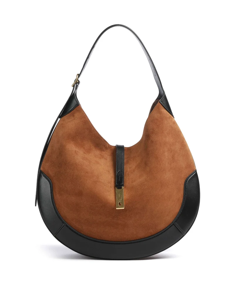 Polo Ralph Lauren ID Collection Medium Borsa hobo toffee/black