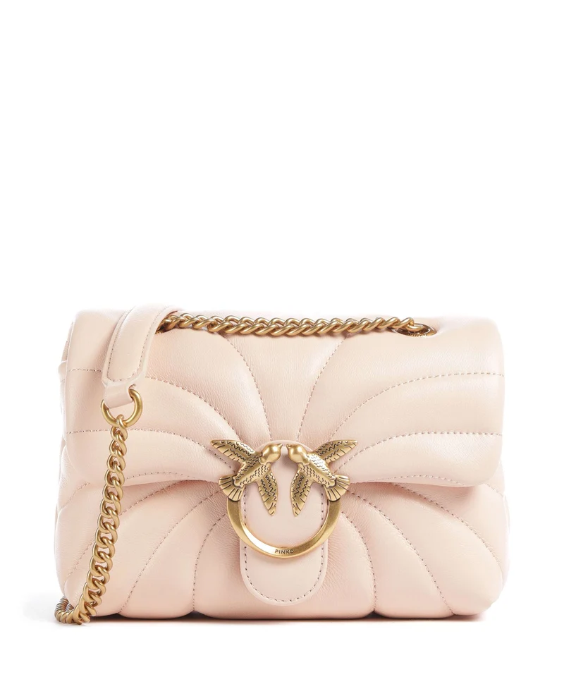 Pinko Love Puff Mini Borsa a spalla rosa cammeo/antique gold