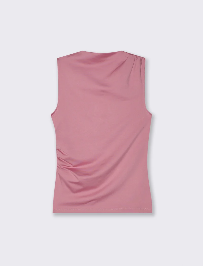 T-shirt giromanica con arriccio elegante - Rosa