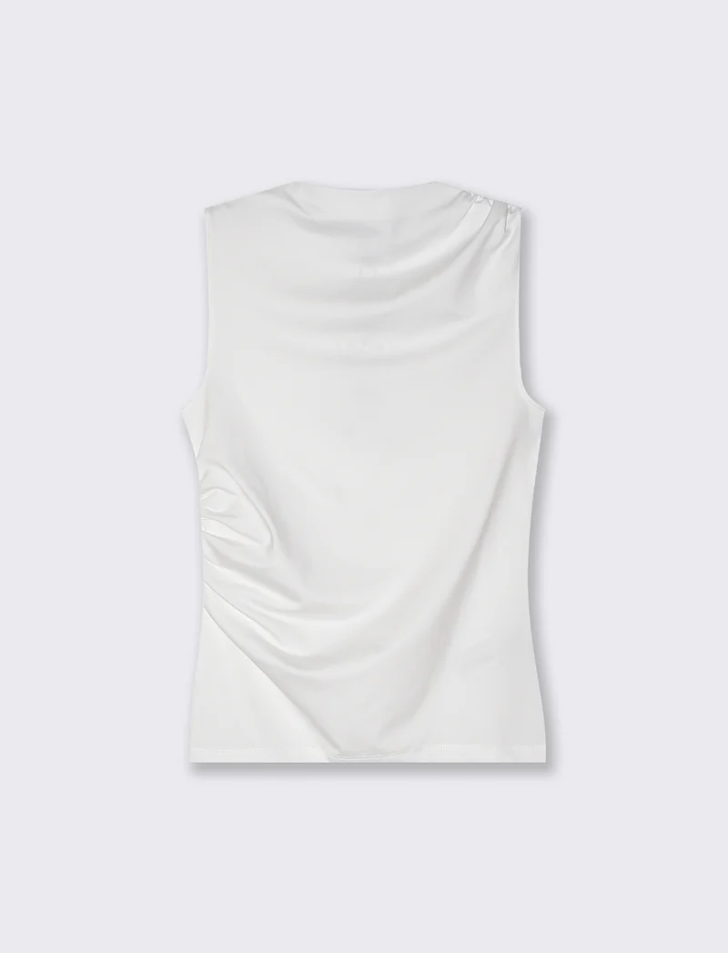 T-shirt giromanica con arriccio elegante - Bianco latte