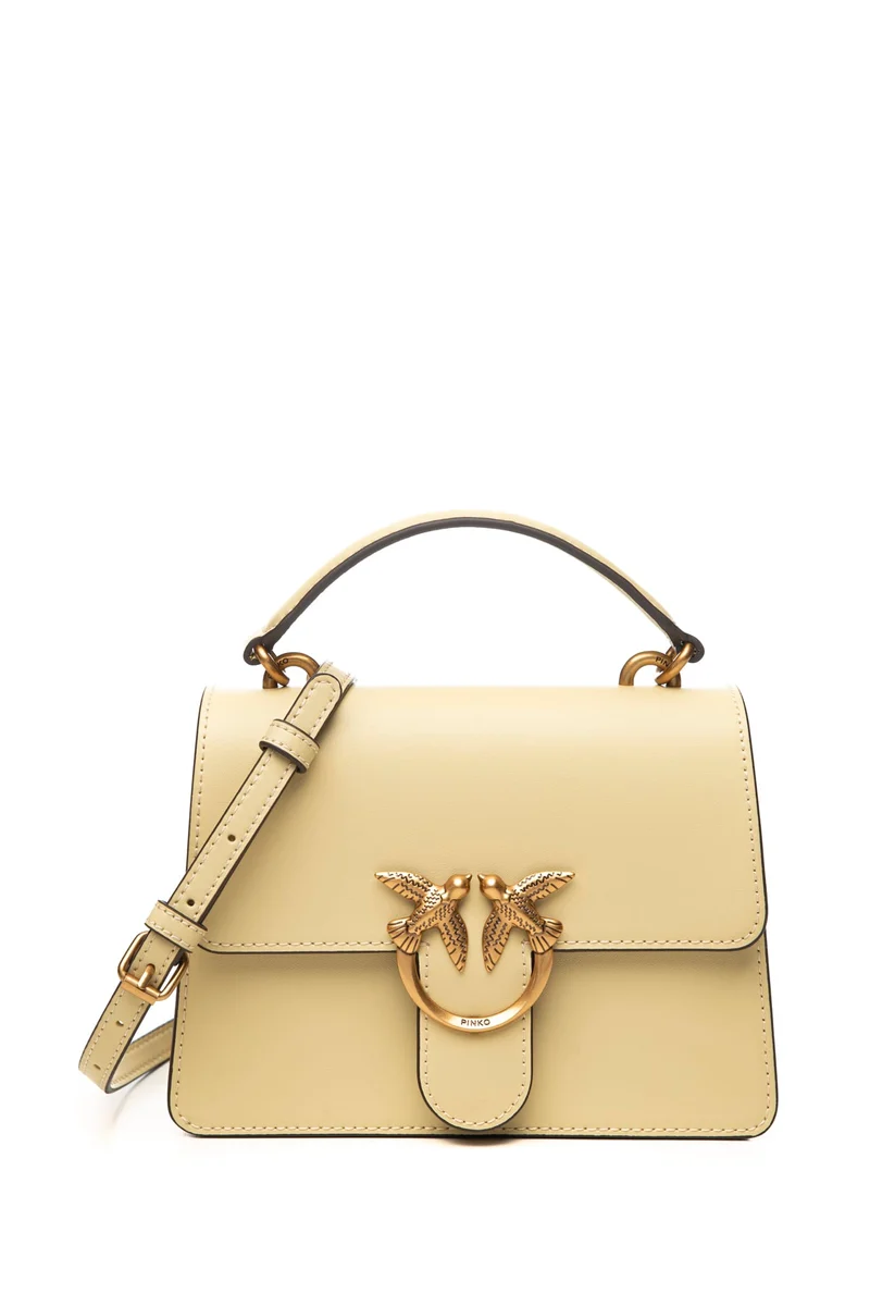 Borsa Pinko Love One Top Handle Mini Gold Da Donna Giallo Vaniglia In Pelle