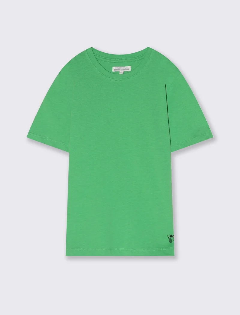 T-shirt mezza manica tinta unita con stampa - Verde prato