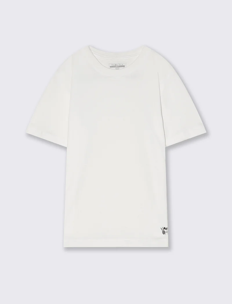 T-shirt mezza manica tinta unita con stampa - Bianco
