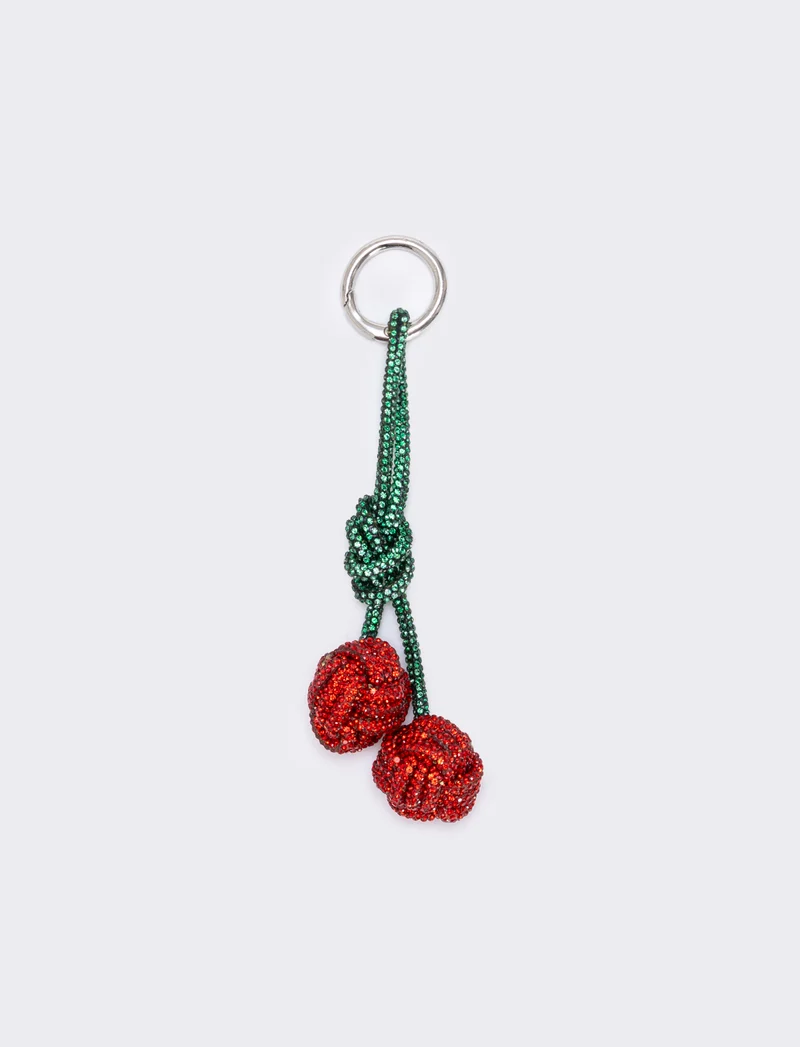 Portachiavi ciliegie strass - Rosso