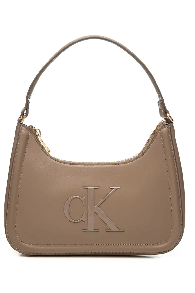 Borsa Calvin Klein Raised Sh S Da Donna Taupe In Poliuretano